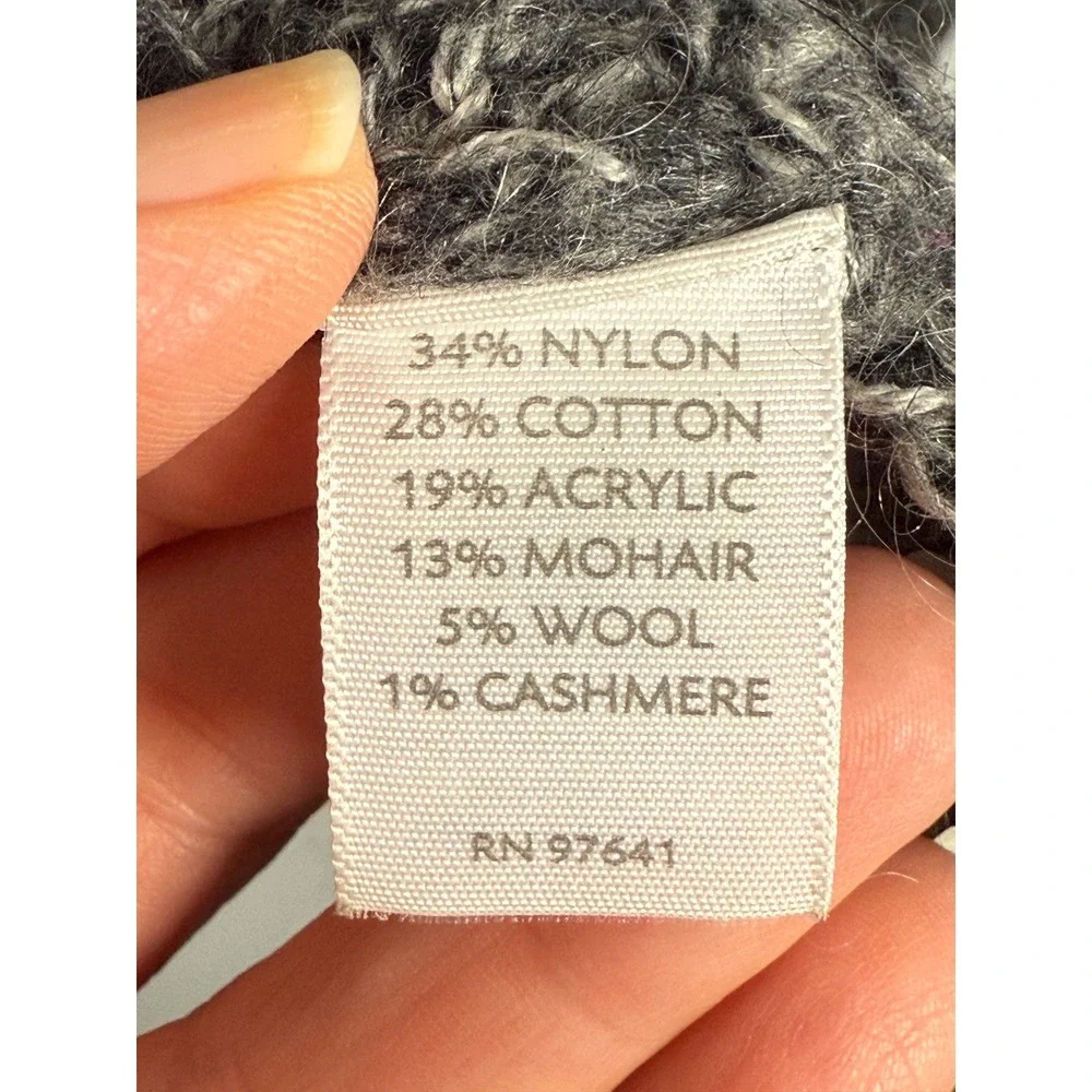 J Jill Pure Open Front Long 1 Button Lagenlook sz L MOHAIR WOOL CASHMERE Sweater